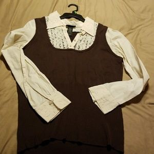 Faux blouse/sweater vest